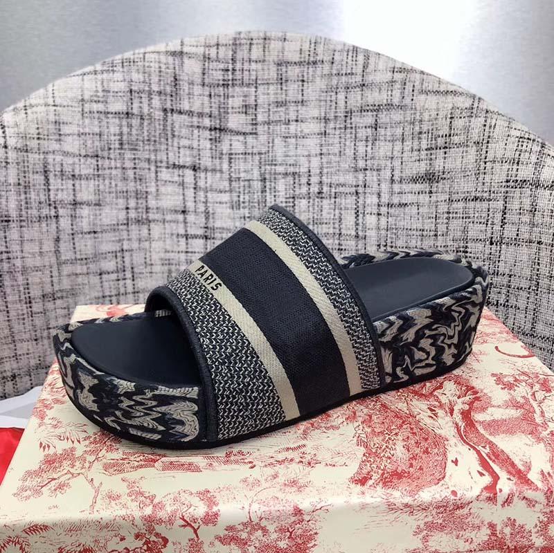 

Women Slippers Embroidered Cotton Platform Flip Flop Letter Canvas Flat Mules Lady Designer Sandals Summer Stylist Shoes Printed Slipper, Black;grey