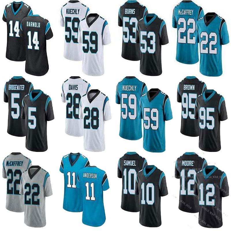 

14 Sam Darnold 22 Christian McCaffrey Custom Football Jerseys 95 Derrick Brown 12 DJ Moore 21 Jeremy Chinn 53 Brian Burns Robby Anderson Luk, Black;red