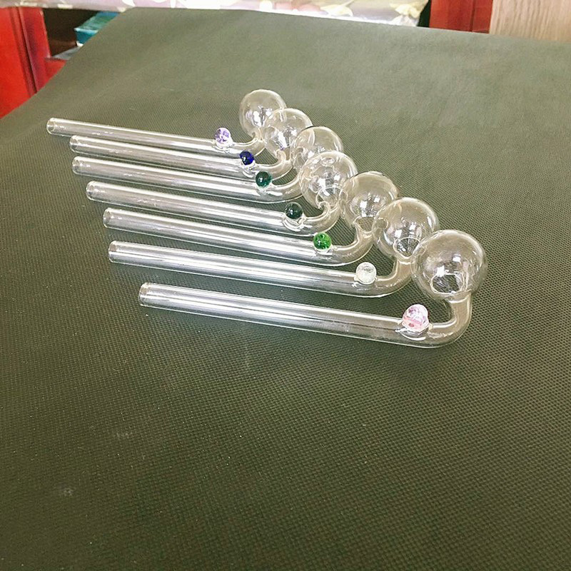 

Clear Thick Glass Oil Burner pipe with colorful point hookah Bent shape