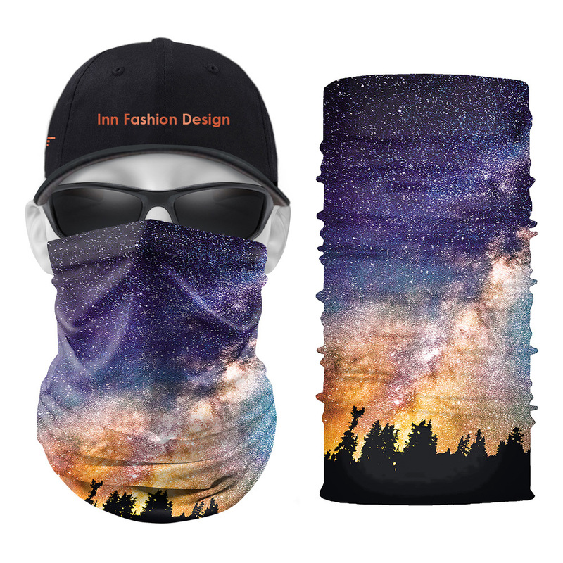 

landscape pattern printed magic scarf 5 pieces per package comfortable fashion riding sunscreen seamless wweat absorption high elasticity, Blue;gray