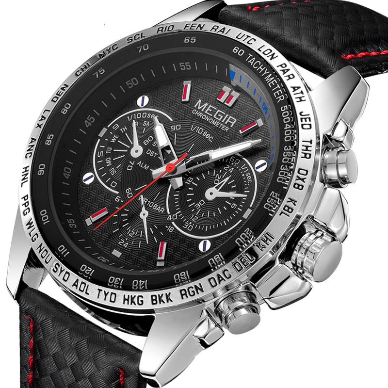 

Wristwatches Top Men's Quartz Watches Fashion Waterproof Sports Clock Wristwatch Relogio Masculino Red Leather Strap Male Watch, White