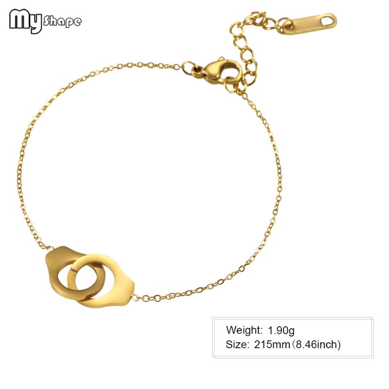 

Link, Chain My Shape Gold Stainless Steel Loop Couple Clasped Lobster-claw-clasps Link Bracelets Snap Jewelry