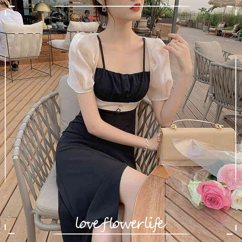 

French Vintage Midi Dress Women Casual Short Sleeve Design Elegant Sexy Dress Office Lady Dress Korean Summer 210521, As picture