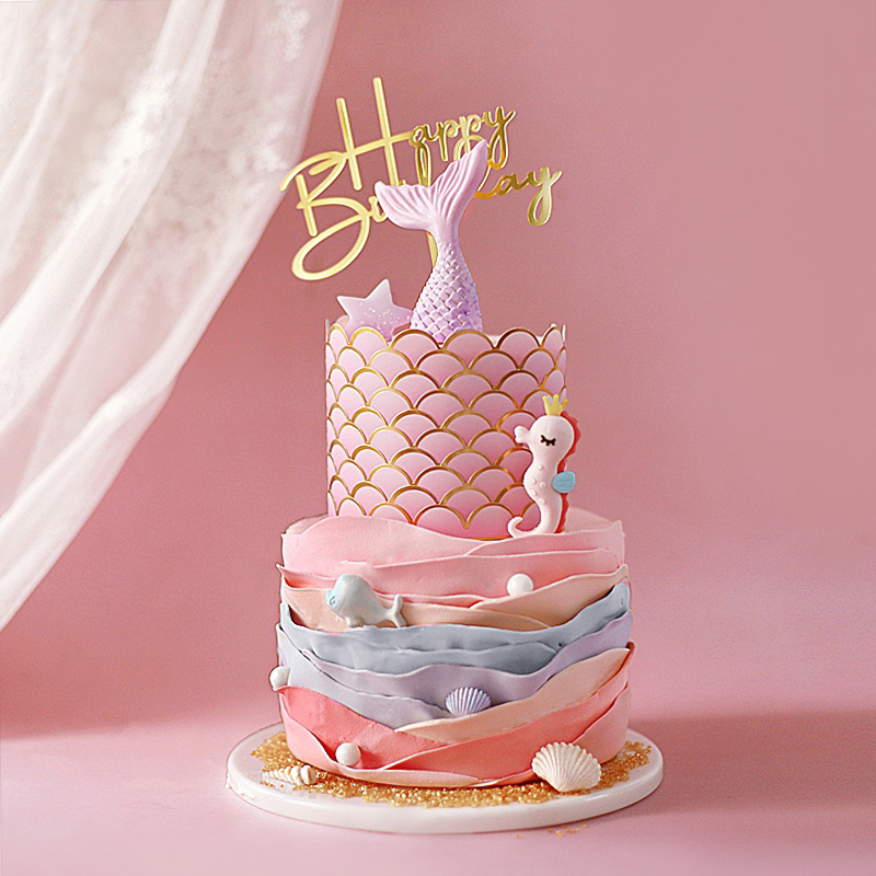 Acheter Pas Cher Papier Sirene Peau Cake Gateau Border Ocean World Fish Cake Cake Topper Designe Danniversaire Decoration Pour Fournitures De Fete Beau Cadeau Du 1 68 Fr Dhgate