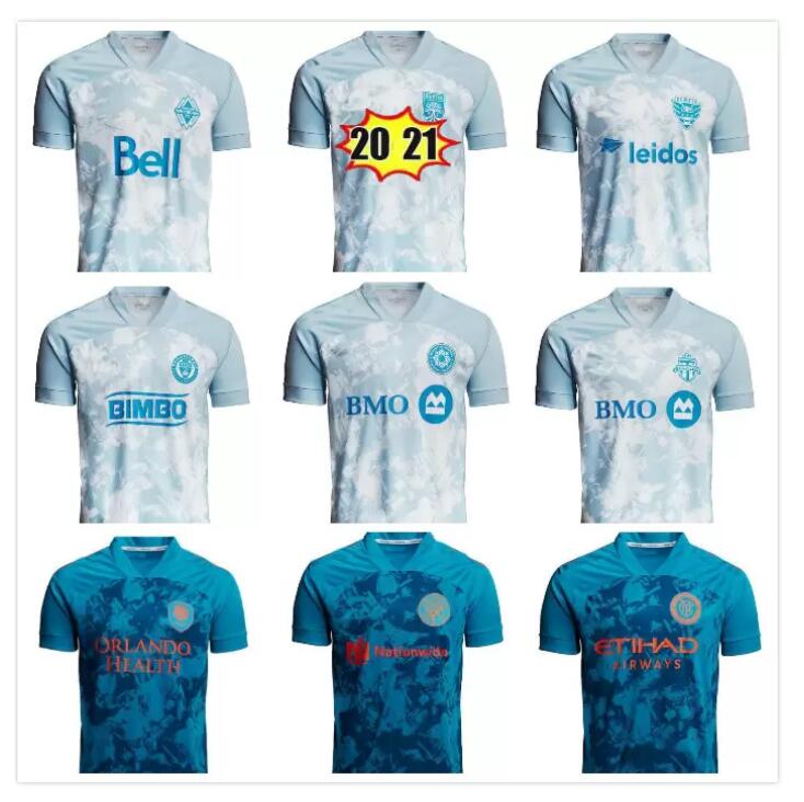 

MLS 2021 X Parley Primeblue kit soccer jersey Toronto Orlando Philadelphia Union nycfc City Austin Columbus Vancouver Whitecaps D.C. United, 21/22