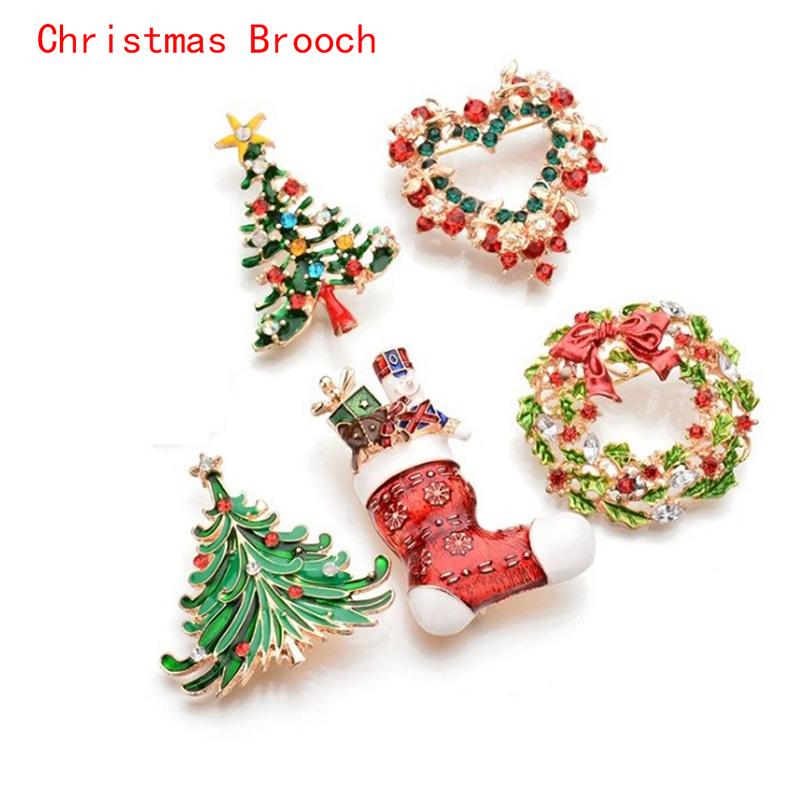 

Pins, Brooches 1pcs Christmas Brooch Set Elk Tree Socks Combination Gift Pins Women Clothing Jewelry, Gray