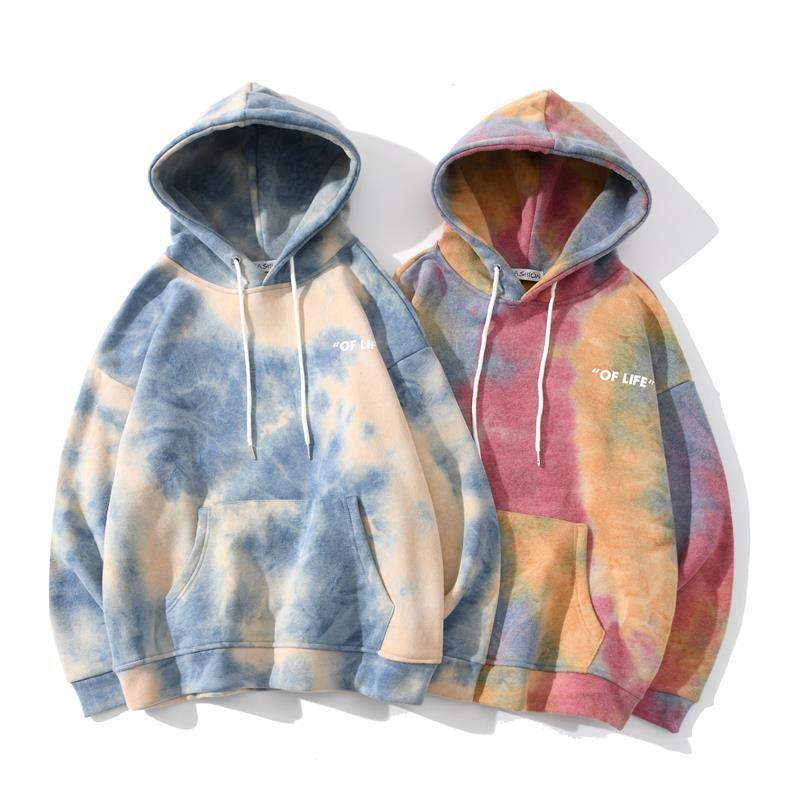 

Men's Hoodies & Sweatshirts Oversized Tie-Dye Men Hoodie Sweatshirt Male Female Couples Streetwear Fleece Winter Pullover Hip Hop Tops, Black