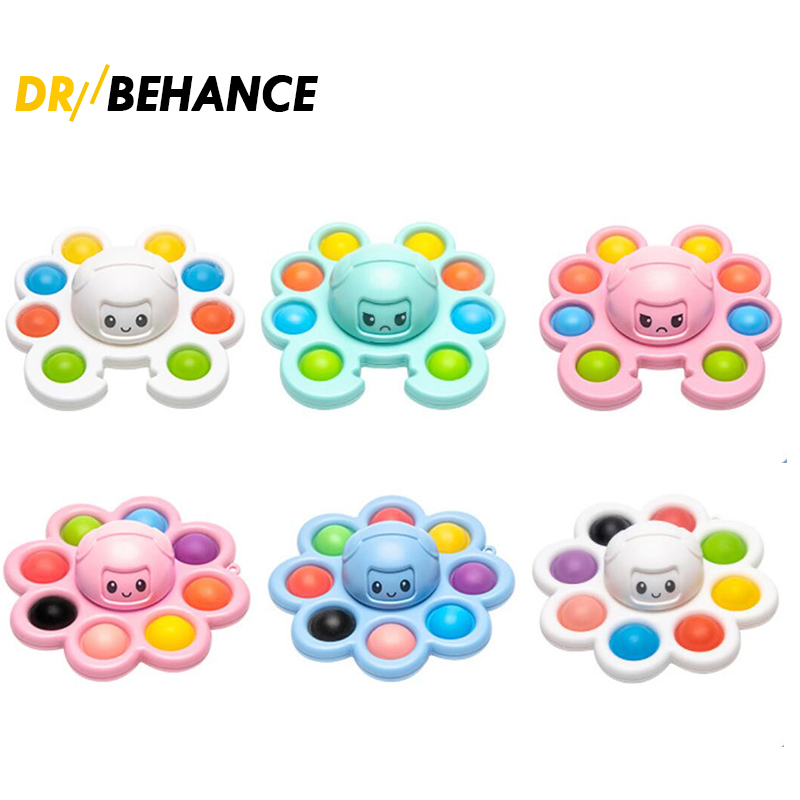 

2021 Toy Original Fidget Funny Rainbow Rotate Crab Expression Doll Silicone Decompression Toys