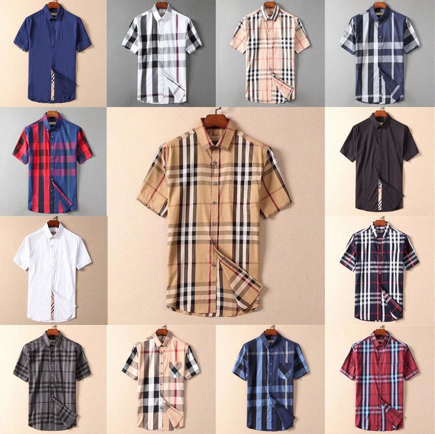 

High quality Designers Dress Shirt Mens swear shorts polo men tshirt shirts t-shirt Business Casual short Sleeve Plaid cotton embroidery oversize slim E1SN#