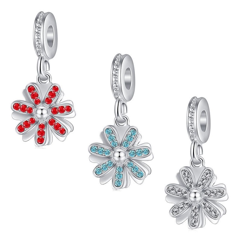 

Fit Pandora Charm Bracelet Daisy Flower Dangle European Silver Bead Charms Beads DIY Snake Chain For Women Bangle & Necklace Jewelry