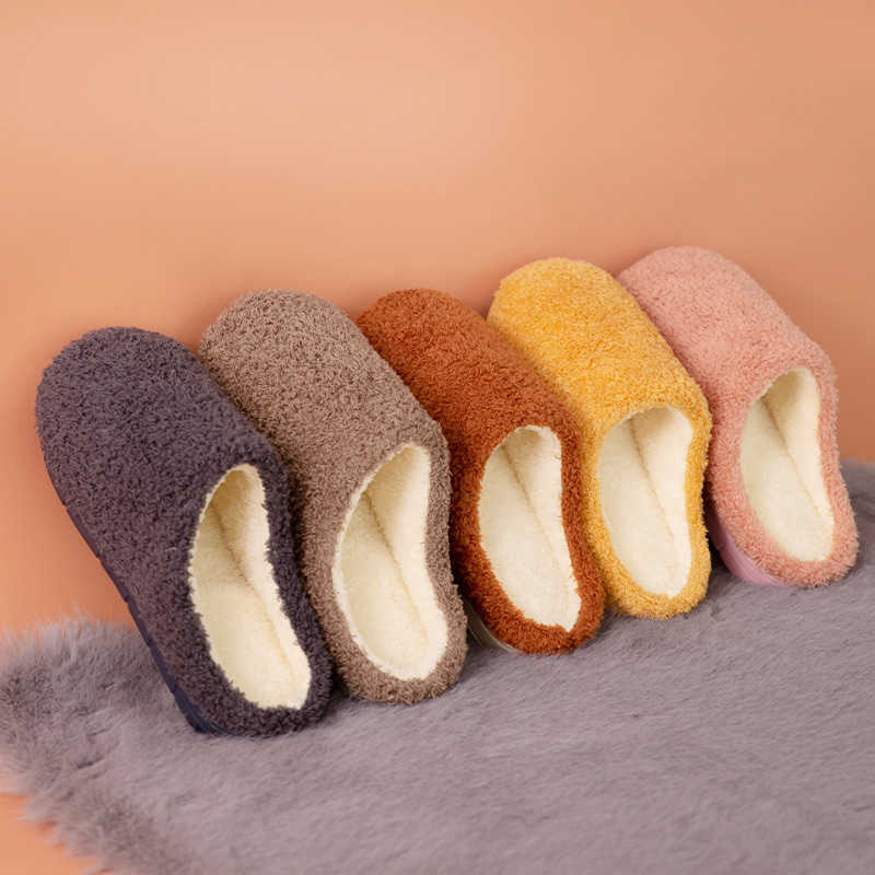 

Slippers Women Indoor Autumn/winter Shoes Cotton Mute Home Floor Slipper Non-slip Flat Slides Rabbit Fur Stylish Slide H0827, Red