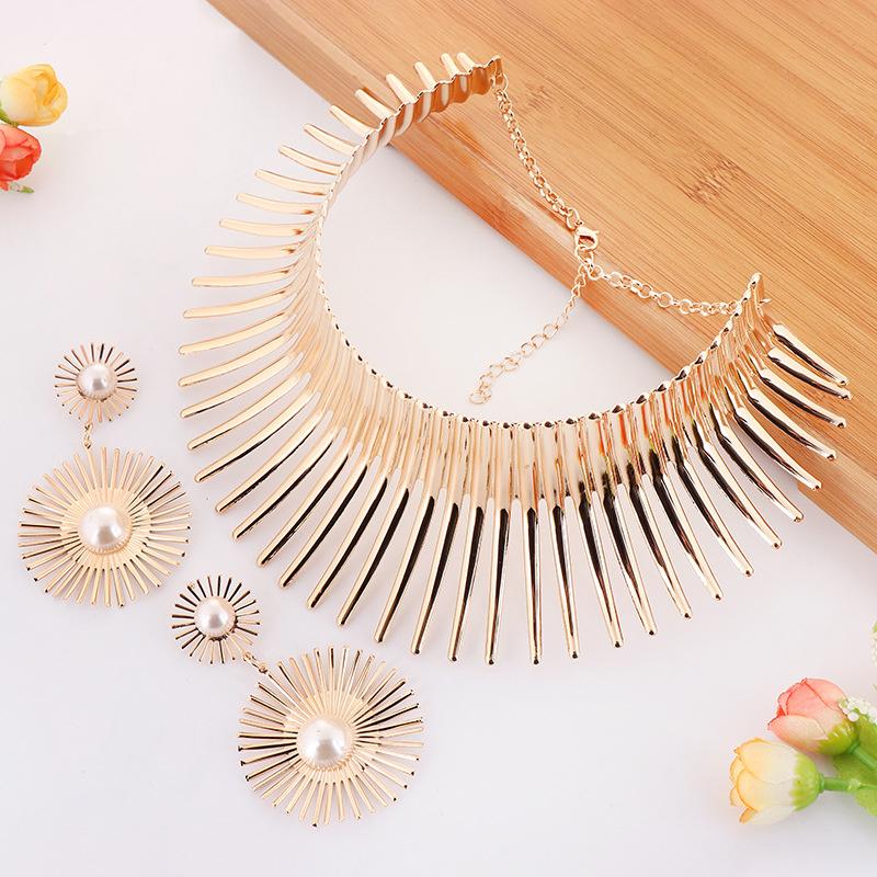 Collier de boucles d'oreilles Longqu Africa Mariage Colliers Femme Set Brésilien Brésilien Bijoux de tour de cou couple exagéré