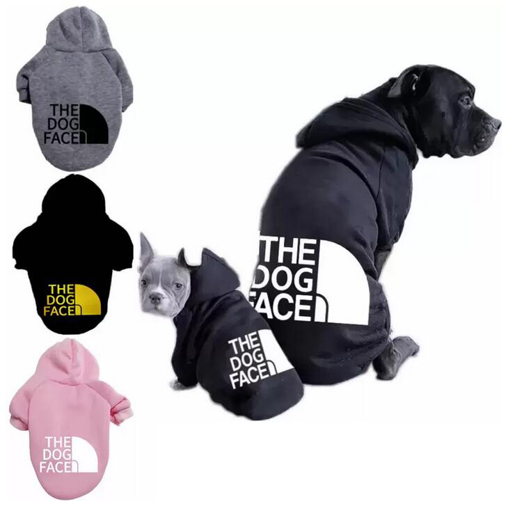 

20color Designer Pet Clothes Sweater Dog Apparel Four Seasons Medium and Large Dogs Hoodie The Doggy Face Labrador French Bulldog Jacket Clothing Wholesale, Black
