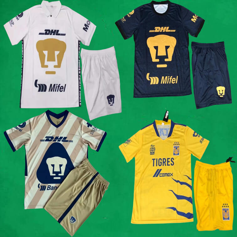 

Liga mx 21 22 UNAM Soccer Jerseys Shorts Home Away Third Football Kits Men's Outdoor Sports Training Uniforms Kids Sets