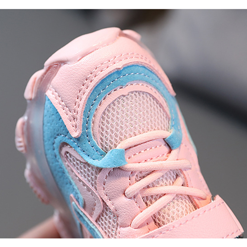 

Size 21-30 Baby LED Shoes For Girls Breathable Mesh Toddler Shoes With Lights For Kids Boys Children Luminous Shoes Soft Bottom, Black