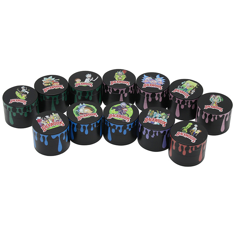 

Smoking Accessories Tobacco Grinder Granding Dry Leaves Tool 4 Layers Kirsite Zinc Cigarette Grinders Backwoods Cartoon Printing Water Drop