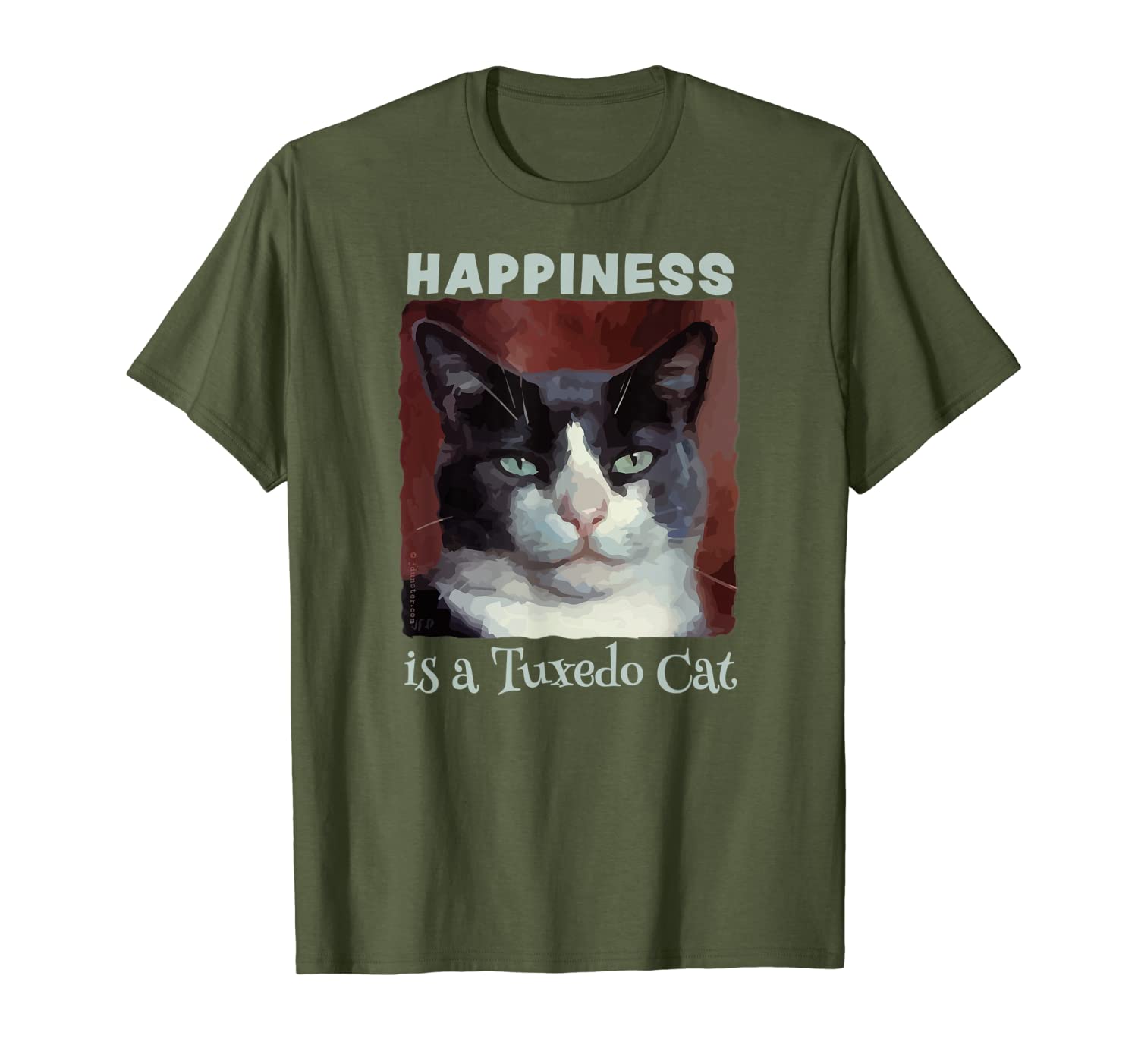 Cute Tuxedo Cat T-Shirt - &quot;Happiness is a Tuxedo Cat&quot;-image-703255826