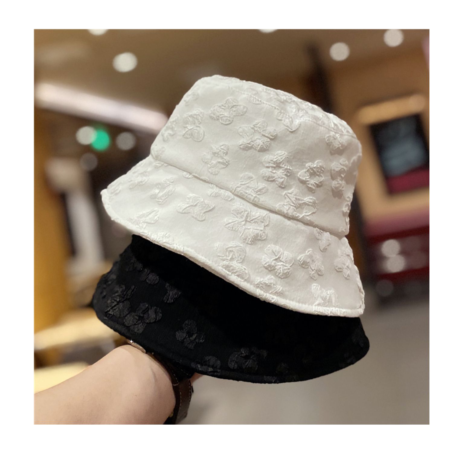 bucket hat female small fresh sun hats black white designers caps Three dimensional flowers mens and womens cap fashion sunglasses mini bags