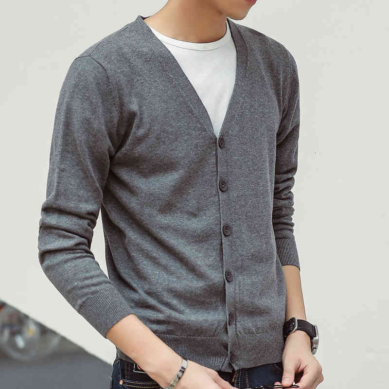 

Men's Sweaters men's cardigan Varsanol, knitted or crocheted with v-neck cleavage and long sleeve in solid colour, for men IGT3, 1# shoe box