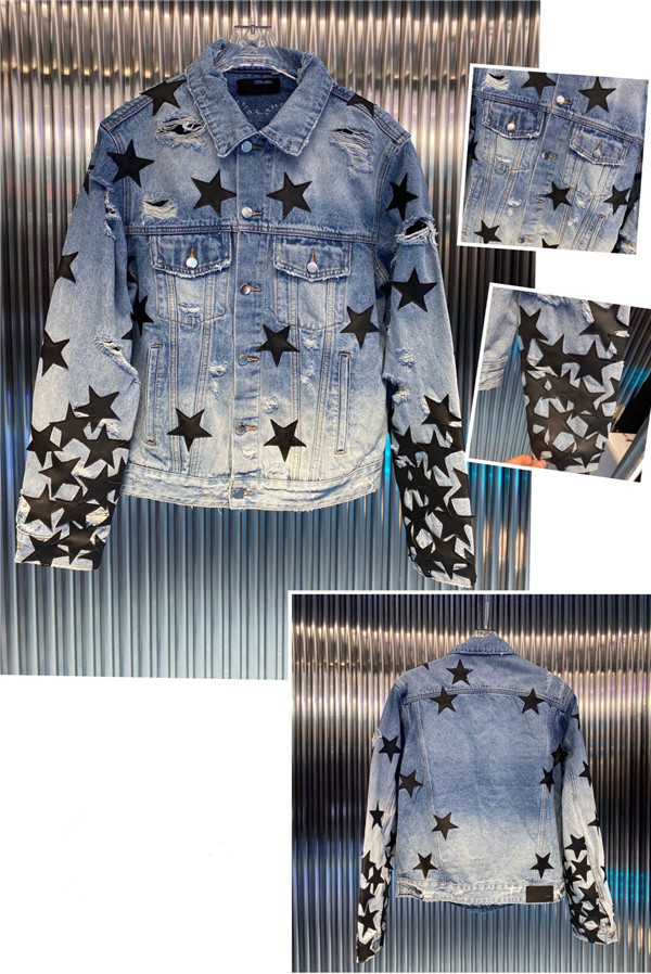 

22SS Mens Jacket Designer Luxurys High Street Fashion Five-stars Denim Coat Black Blue Casual Hip Hop Design Motorcycle Biker Jackets Male Size M-4XL