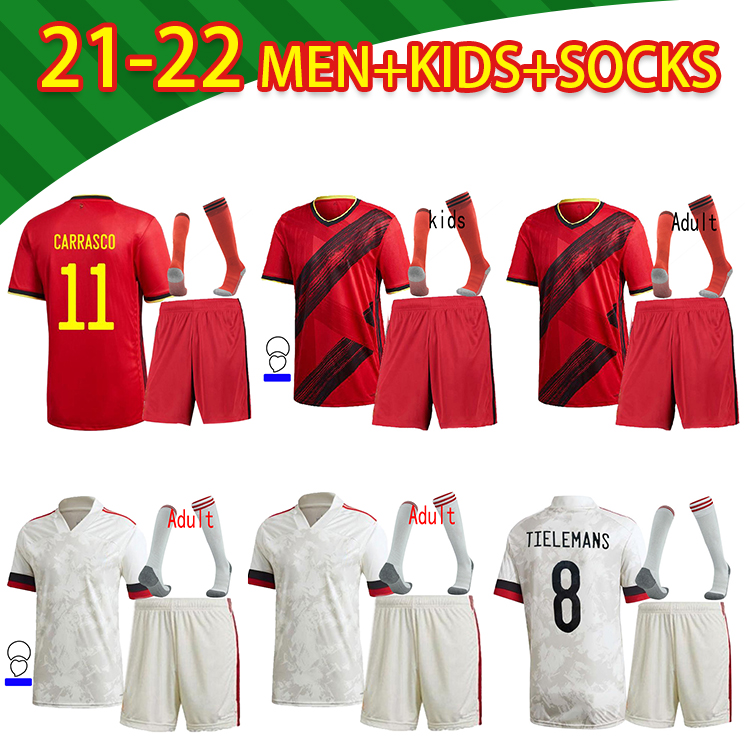 

2021 Belgium soccer jerseys De Bruyne LUKAKU 21 22 football shirt HAZARD BATSHUAYI Camiseta futbol KOMPANY DEMBELE men+kids kit socks, Black