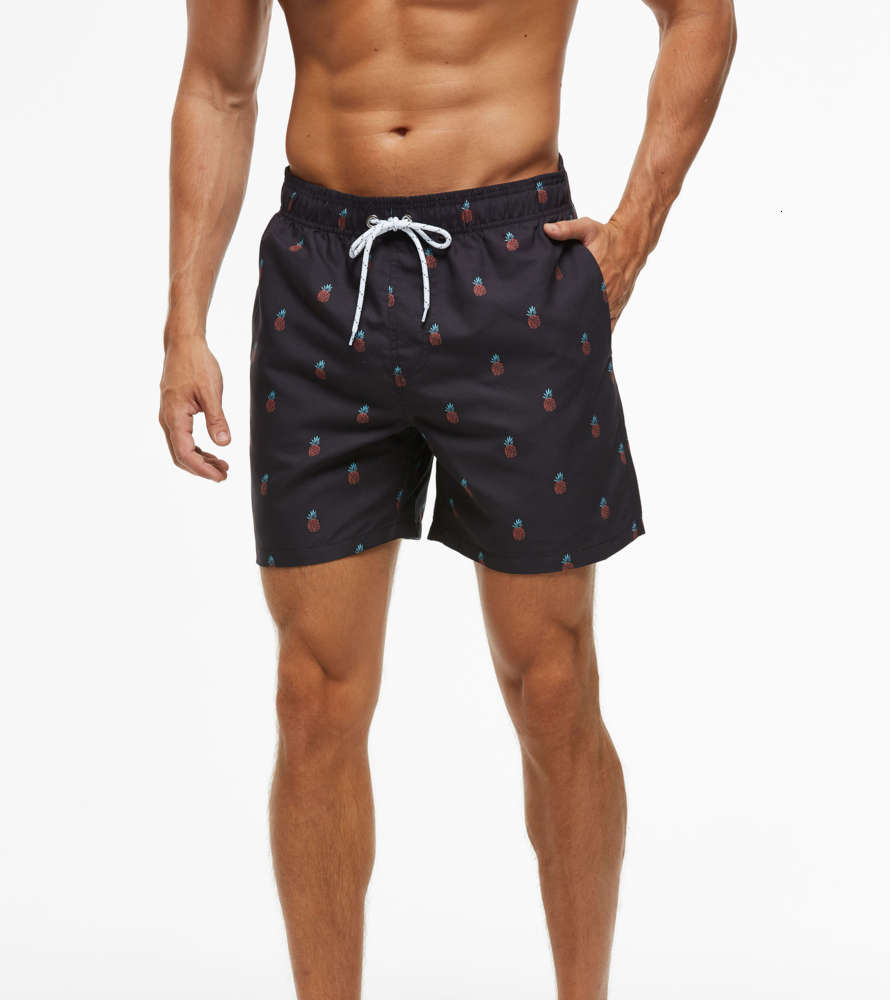 

Men's Swim Trunks Quick Dry Beach Shorts with Pockets High Quality Fashion Board Men Printed Swimming Mens Gym Short Pants 01, S pineapple