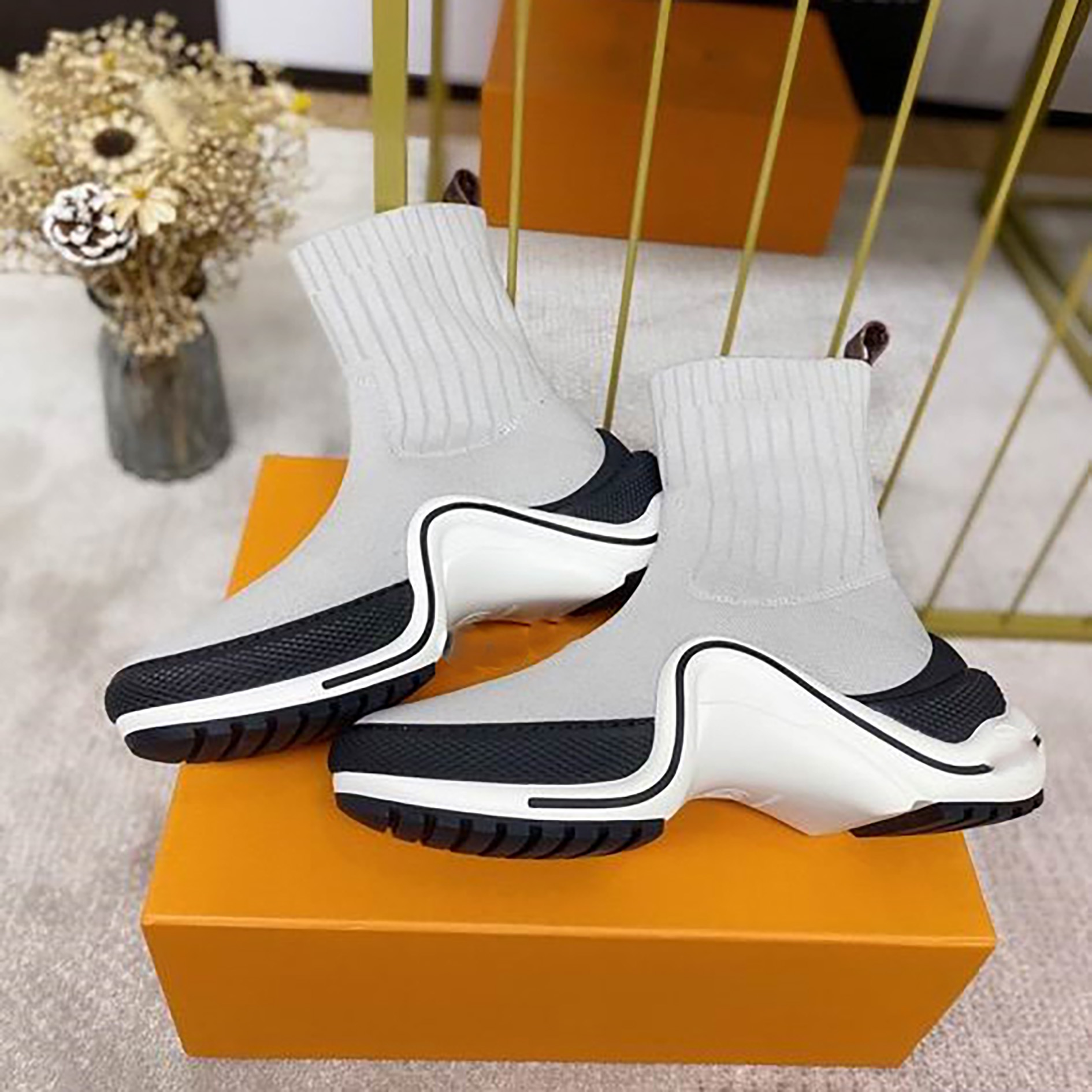 

Socks Boots Designer Autumn Winter Woman Shoes Knitted Elastic Bootes Luxury Boot Sexy Women High-heeled Shoe Large Size 41