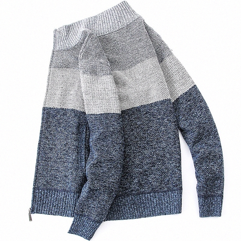 Men's Cardigan Color Block Long Sleeve Sweater Cardigans Stand Collar Wine Light gray Dark Gray l4pR#