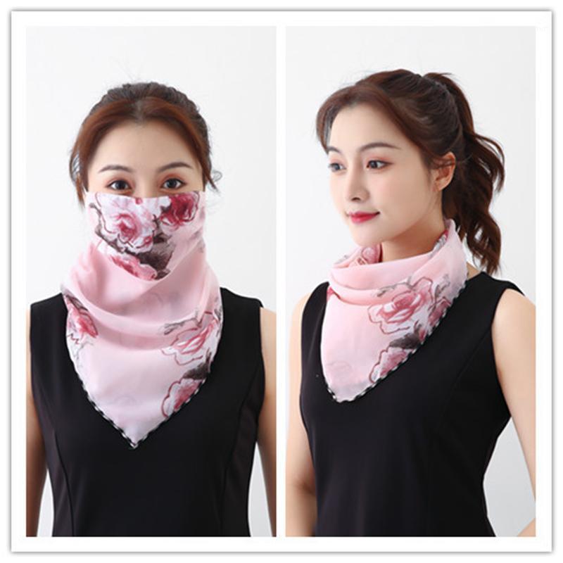 

Scarves 2021 Spring, Summer And Autumn Outdoor Riding Bib Fashion Printing Women's Sunscreen Silk Scarf Driving Shading, Blue;gray