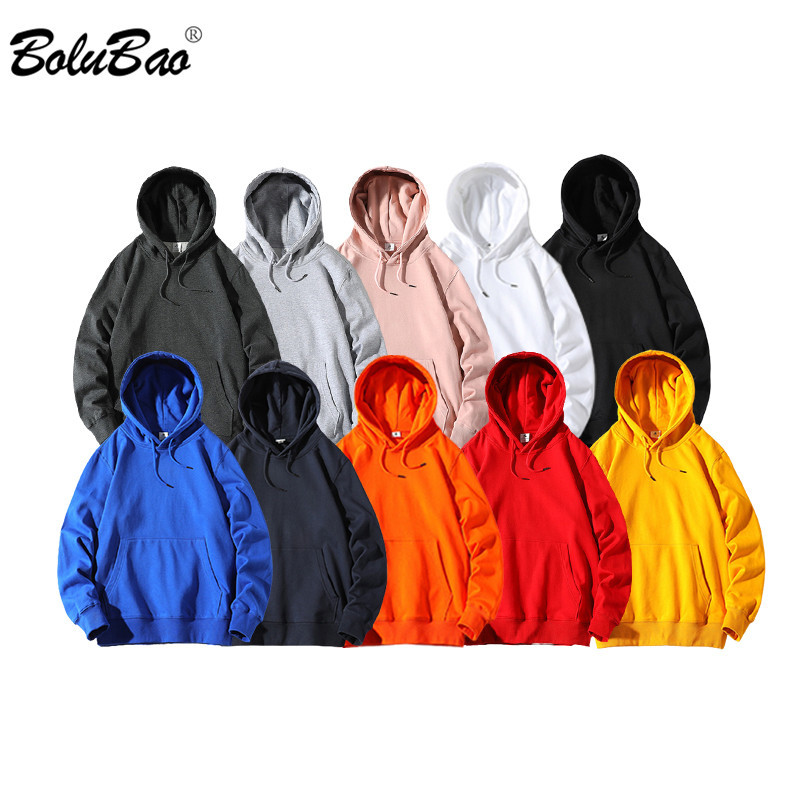 

BOLUBAO Spring Autumn Men Hoodies Sweatshirt Terry Fabric Solid Color Sports Sweatshirt Couple Casual Loose Hoodies Men 210518, White