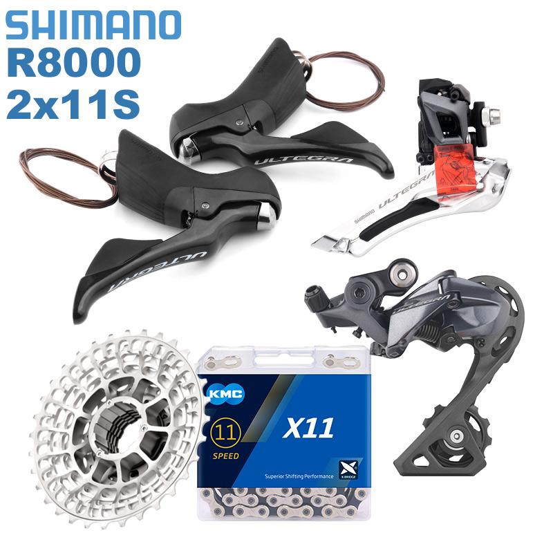 

Bike Derailleurs Ultegra R8000 Groupset 2x11 Speed Shift Lever Front Rear Derailleur Sunshine 11S 28/30/32T KMC X11 Chain Road Group