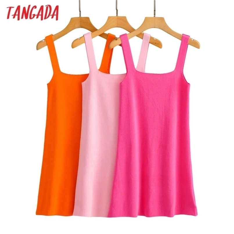 

Tangada Fashion Women Solid Elegant Candy Color Knit Dress Sleeveless Summer Ladies Dress AI57 211029, Purple
