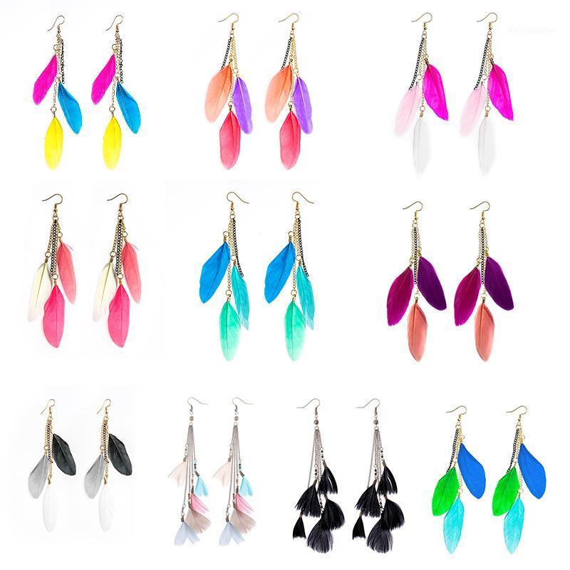 

Dangle & Chandelier MISANANRYNE Tassel Long Earrings For Women Leaf Feather Brincos Bijoux Jewelry Wedding Bride, Silver