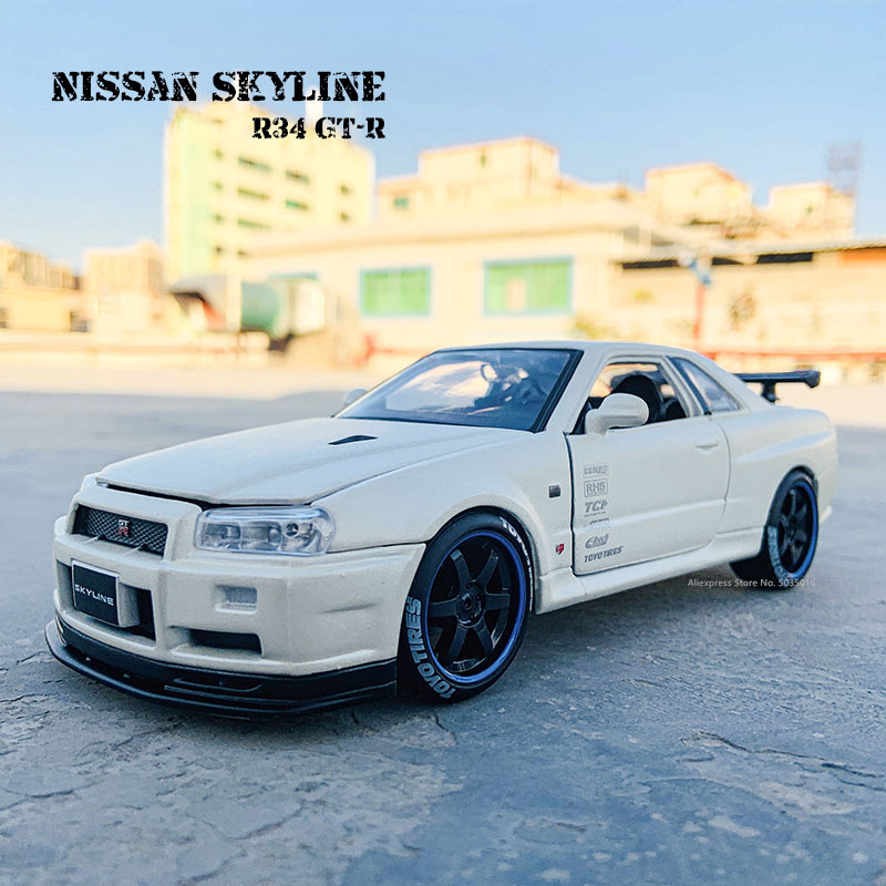 

124 Tokyo MOD Nissan Skyline R34 GT-R alloy car model handicraft decoration collection toy tool gift die-casting