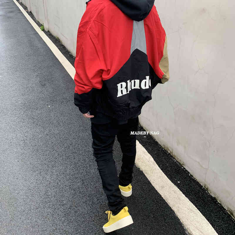 

2021 New Spring and Autumn Men's Lapel Windbreaker Rhude Pishuai High Street Work Clothes Short Jacket Men's Coat, Black;brown