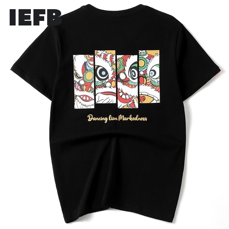 

IEFB Spring Summer Fashion Printing Tops Chinese Style Pure Cotton Large Size Round Collar Short Sleeve T-shirts 9Y5864 210524, White