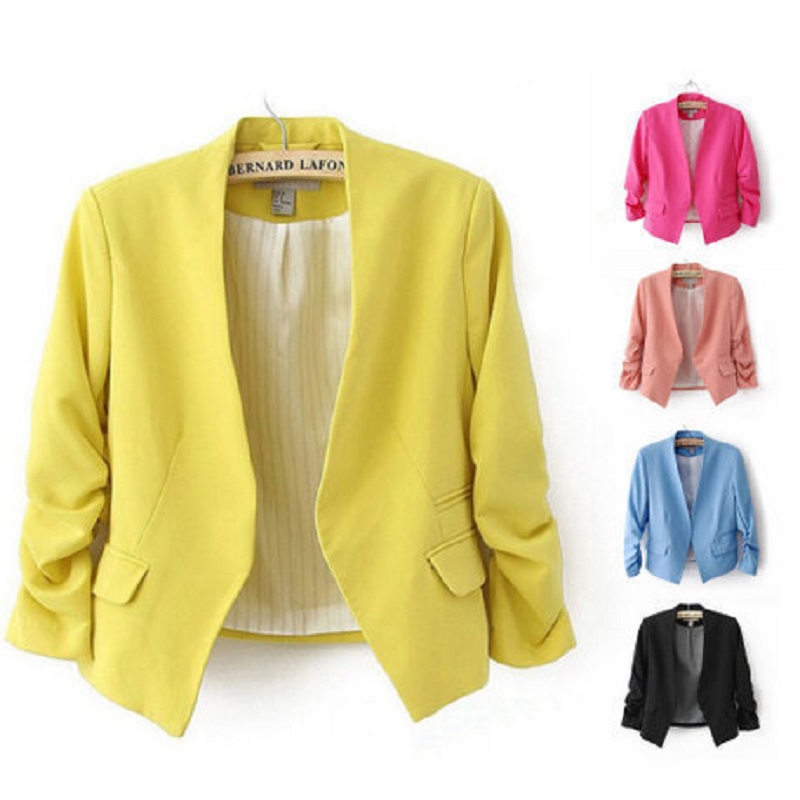 Womens Short Jackets Blazers Candy Color Women Outwear Spring Slim Design Suit Coat S/M/L/XL