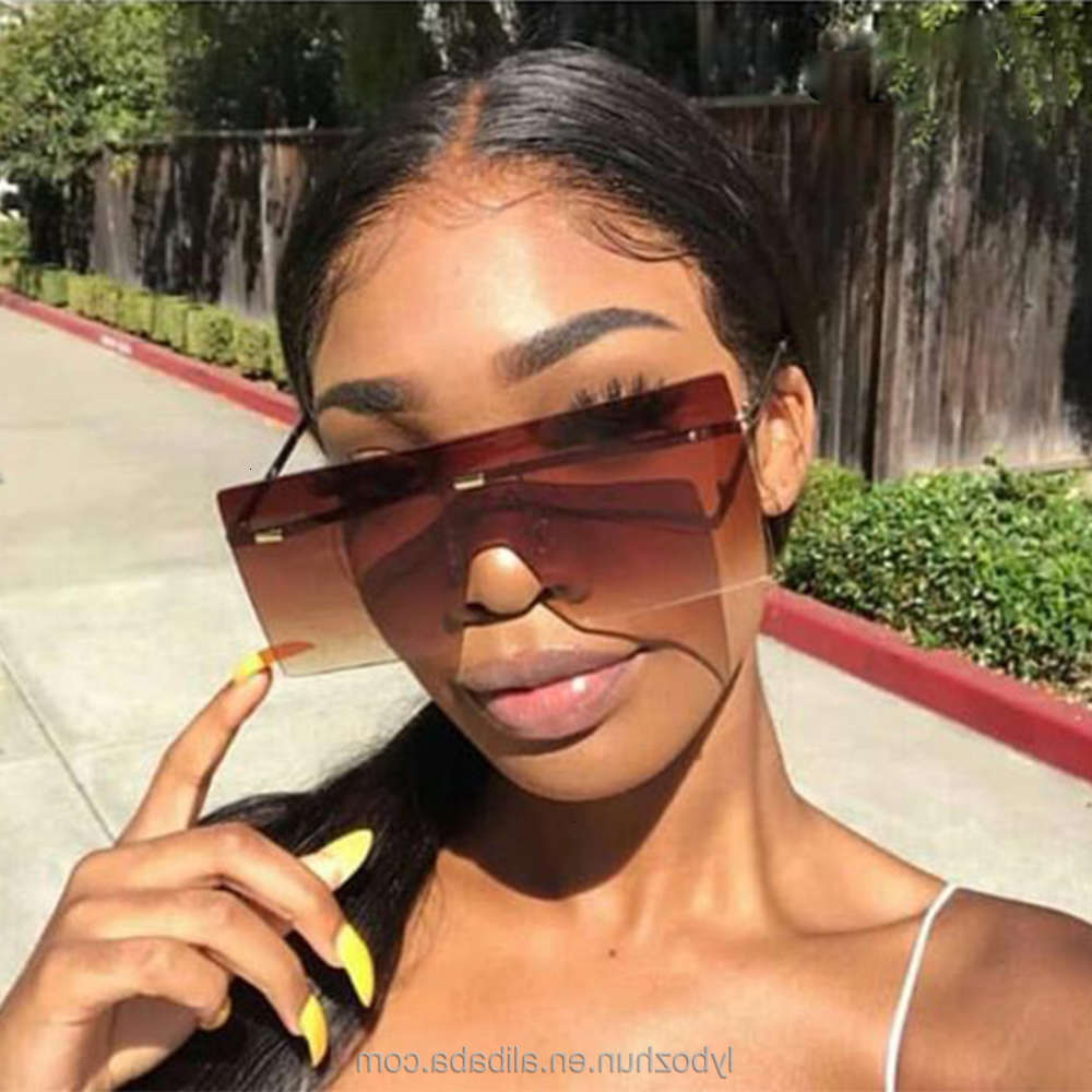 

Highend accessories sunglass luxury flat top rimls men women fashion oversized sunglass sun glass, Black