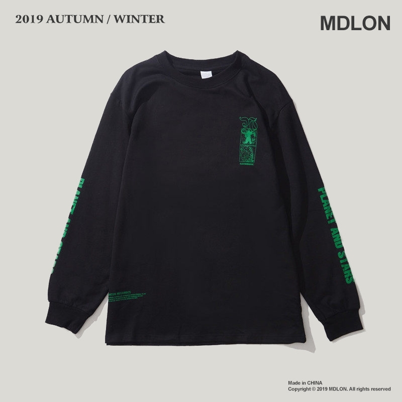 

MDL autumn and winter new street fashion personality graffiti printing thin loose long sleeve men's sweater, Black