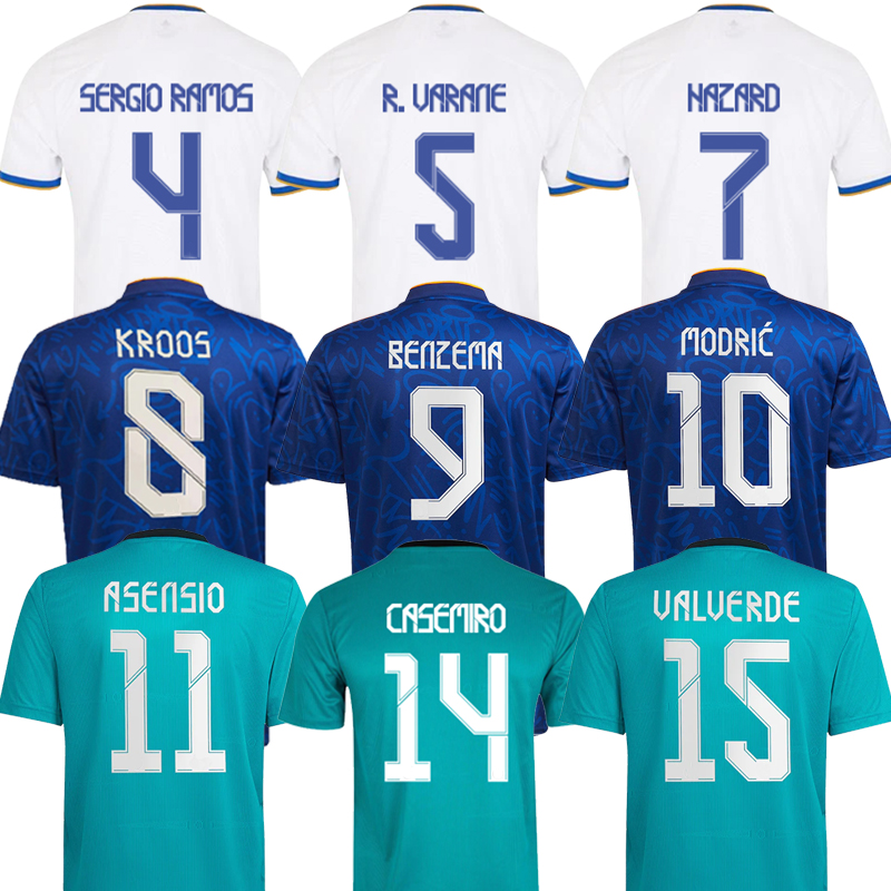 

REAL MADRID Soccer Jerseys 3RD HAZARD ALABA CAMAVINGA Football T-Shirts BENZEMA ASENSIO MODRIC Camiseta With Logo S-XXL Men's And Women's Football Training Clothes, Casemiro#14