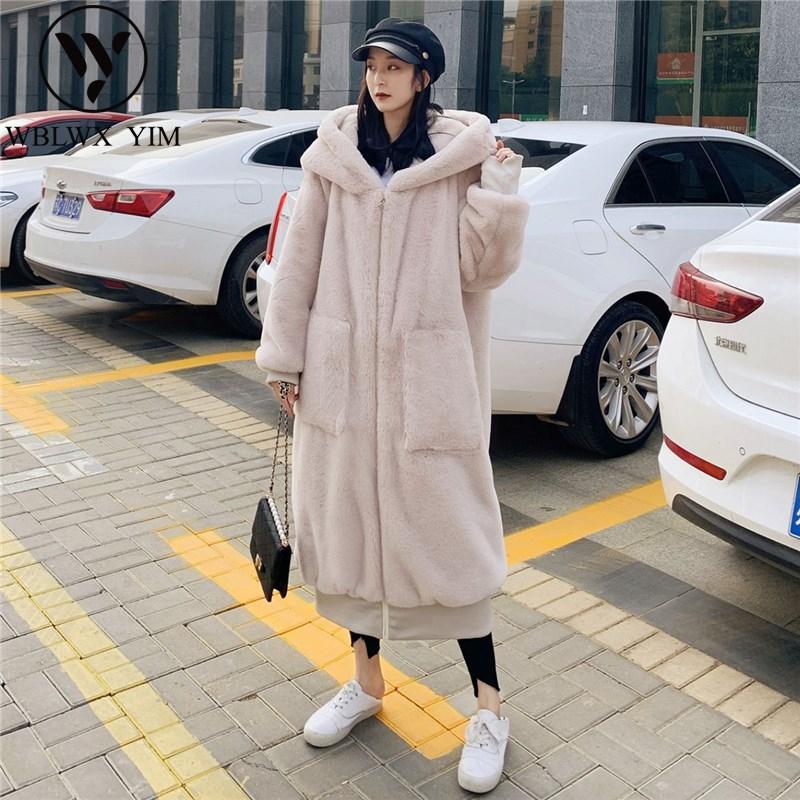 

Women' Fur & Faux Coat Women Casual Hoodies Furry Overcoat Long Jacket Loose Winter Thick Warm Plush Coats, Pink
