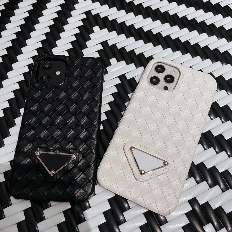 

Luxurys Designers Leather Phone Cases P Brand For IPhone 11 12 13 Pro Promax 7p XR Xsmax Cover Anti-fall Woven Pattern Cell Case D2110208Z, White
