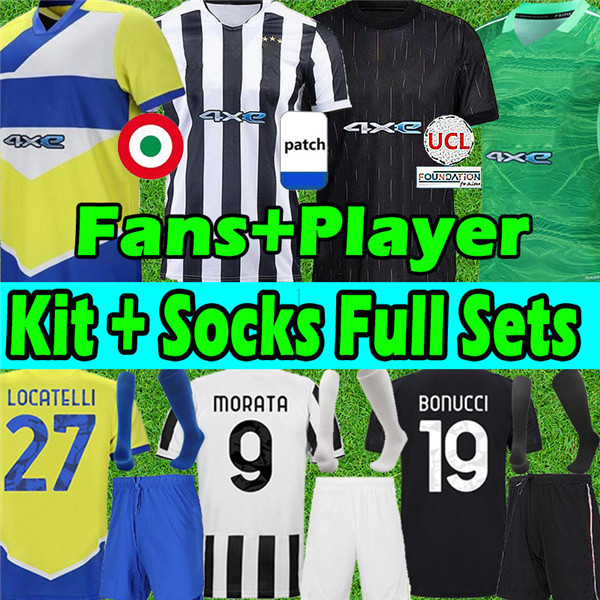 

21/22 soccer jerseys kit+Socks full sets KEAN DYBALA MORATA CHIESA LOCATELLI McKENNIE JUVE fans player chiellini bonucci 2021 2022 men kid football shirt, Black