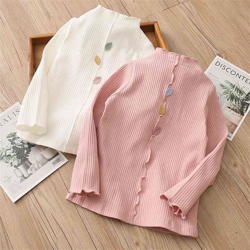 

Baby Leaf Basic Shirt Spring Autumn Kid's Clothes Toddler Child Solid Color Princess Knitted Pullover Tops For Girls 210701, White