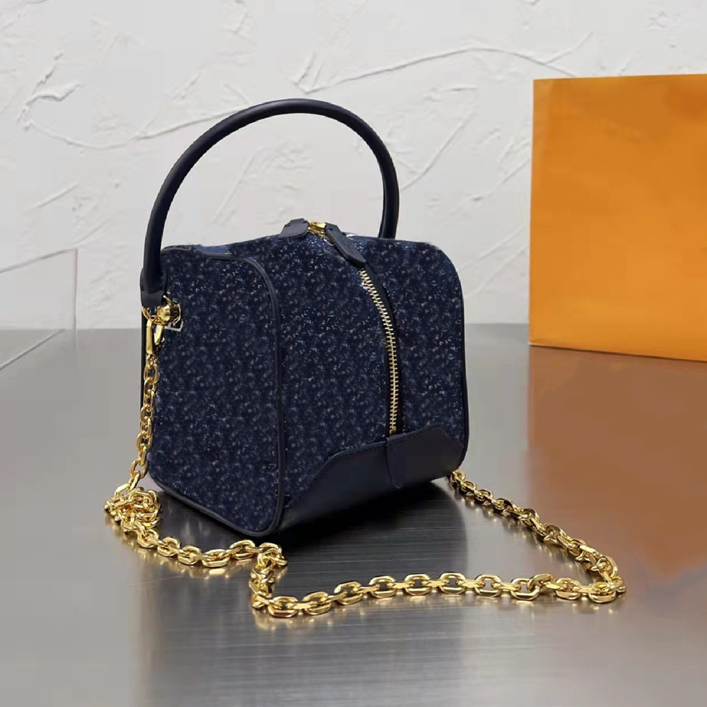 

Mini Denim Square Shoulder Bags Women Designer Floral Crossbody Chain Bag Fashion Square Flower Handbags Cute Evening Wristet Purses Top quality, Option