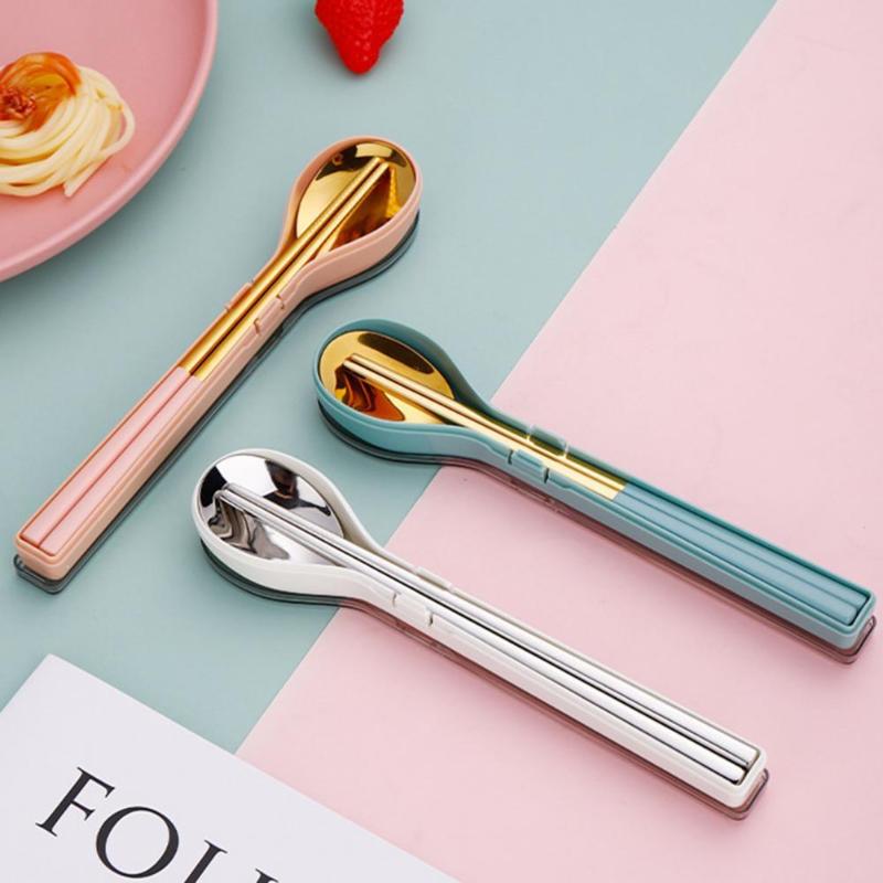 

Chopsticks Portable 3Pcs/Set Fashion Dishwasher Safe Flatware Silverware Lightweight Spoon Eco-Friendly For School