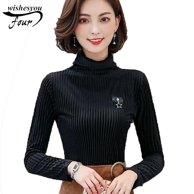 

Women's Blouses & Shirts 2021 Women Blouse Fashion OL Style Long Sleeve Velvet Shirt Female Clothing Autumn Slim Solid Tops D34 30, Black