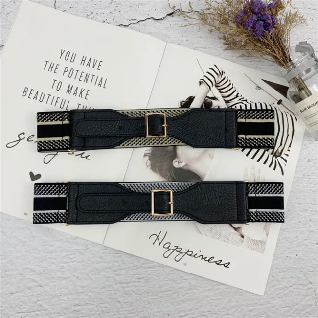 

Luxury brand belt girdle women's decorative coat wide dress simple all-match waist tight black outer seal