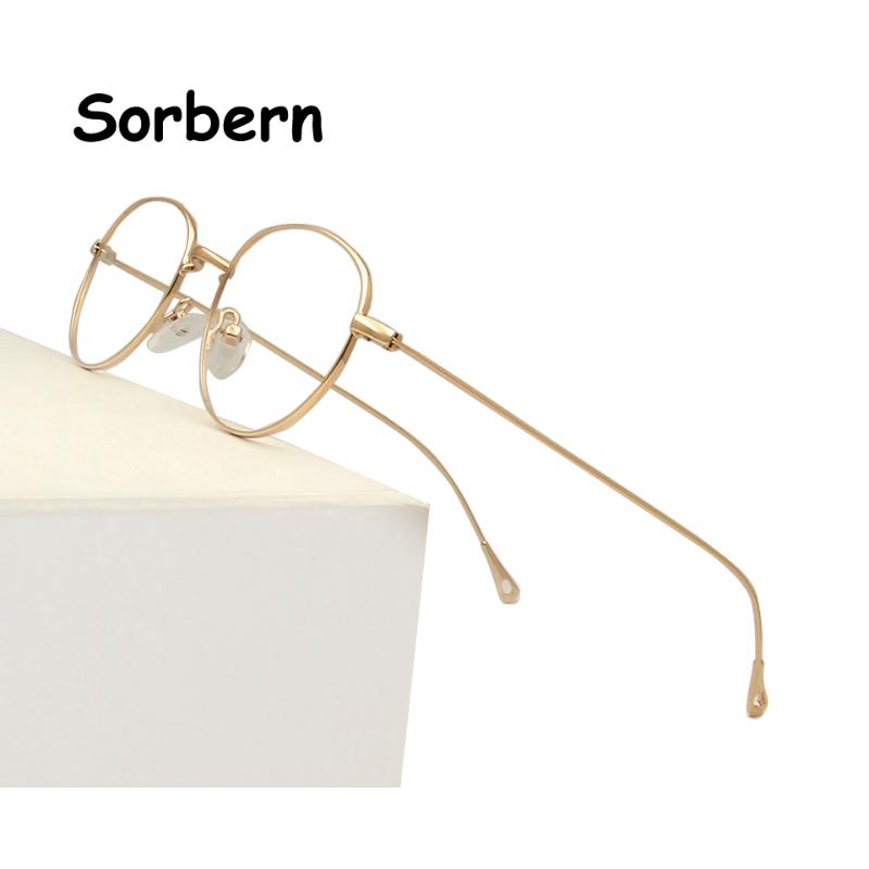 

Fashion Sunglasses Frames Gold Alloy Glasses Frame Women Round Prescription Eyeglasses Men Small Vintage Myopia Optical Oval Korean Eyewear