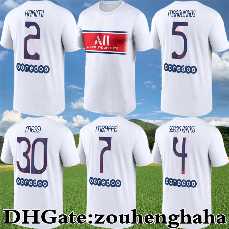 

Special MESSI Fan Top soccer jersey 2021 22 MBAPPE HAKIMI SERGIO RAMOS Football shirt Kit hommes WIJNALDUM psgmaillot de foot ici c'est paris Pre Match Training, Home